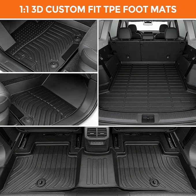 Floor Mats for Kia Sportage 2017-2022 (Only for Gas) | Heavy Duty TPE All Weather Protection, Waterproof Non-Slip Black Liners for Front & Rear (Two-Row Floor Mats & Cargo Liner)