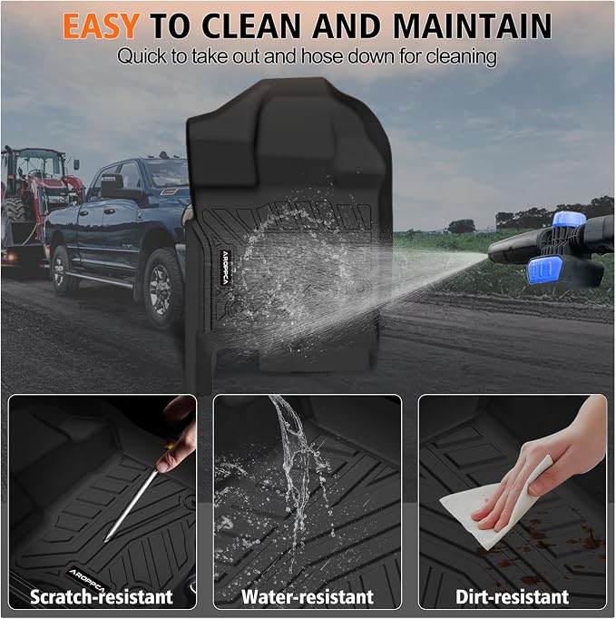 All Weather Floor Mats for Ford F150/F-150 2015-2025 SuperCrew Cab | TPE Rubber Floor Liners Anti-Slip Full Set Automotive Mats for 2025 Ford F-150 (Includes 22-24 Lightning Models) Accessories