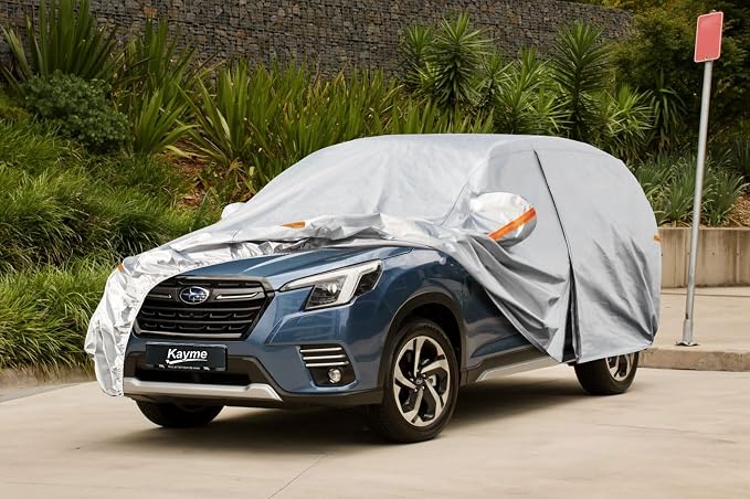 Kayme 6 Layers SUV Car Cover Custom Fit for Subaru Forester（1997-2025） Waterproof All Weather for Automobiles, Outdoor Full Cover Rain Sun UV Protection.Silver