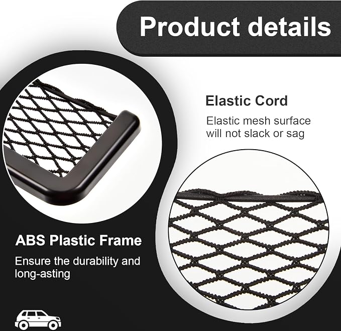 Frienda 4 Pcs Boat Storage Net Bag, ABS Plastic Car Framed Mesh Net Holder, Phone & Cargo Organizer with Screws for Auto, Rv, Boat, Pontoon, Truck Pocket Storage (16 x 8 Inch)