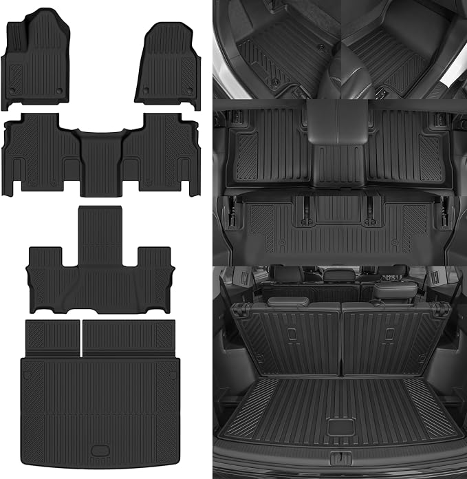 Custom Fit Floor Mats for 2026 Jeep Grand Wagoneer L 7 Seats/Bucket Seat Behind The 3rd Row(Not for S or 8 Seat), All Weather TPE Floor Liners & Trunk Mat, Odorless Full Set Interior Accessories