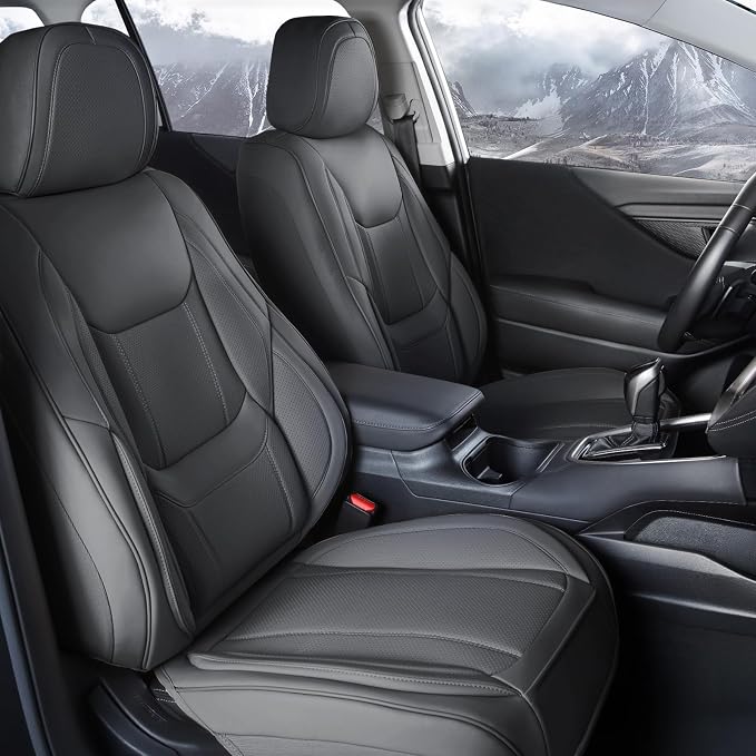 Coverland Custom Truck Car Seat Covers Front Seats for [2006-2014 Ridgeline Crew Cab] - Protector Car Seat Cover Water Resistant Leather Memory Form Back Support Seat Cushion [Front-Dark Gray]