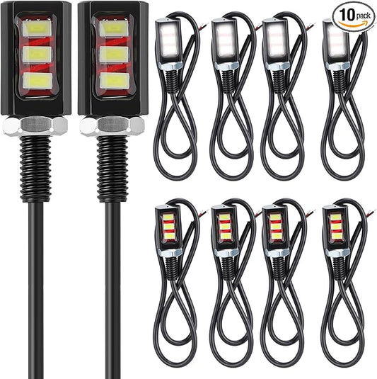 Frienda 10 Pcs License Plate Light 12v LED Motorcycle License Plate Light Waterproof Tag Screw Bolt Lamp Black Aluminium Bulb Holder Legal for Car Truck Motorcycle Bike Rv Atv Holder (3 Smd)