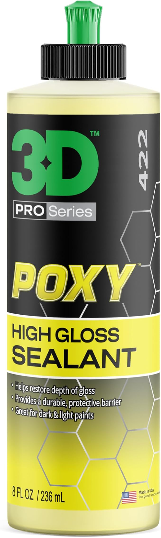 3D POXY Montan Wax Sealant – Long Lasting Hybrid Car Wax for High Gloss Finish & Paint Protection | Non-Staining Formula | Easy to Apply | Made in USA |8 oz