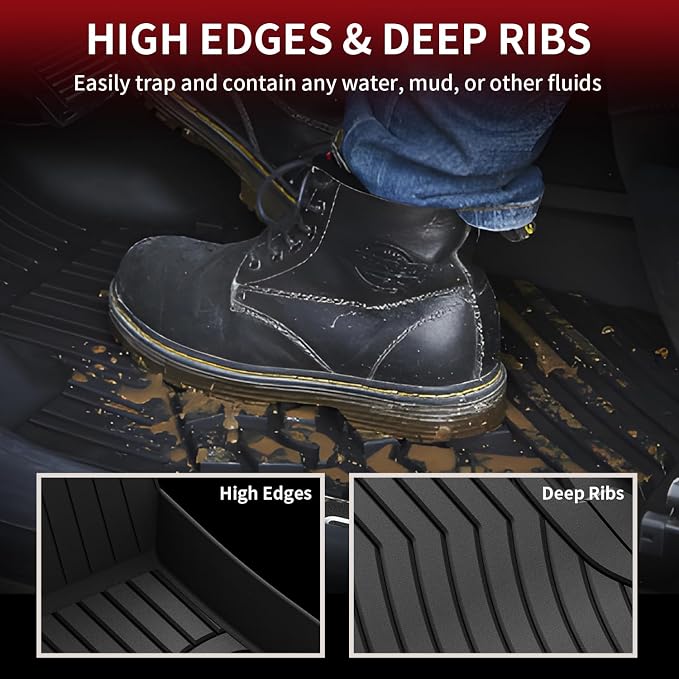 LASFIT Floor Mats for Mercedes Benz C Class 2015-2021 C300 /C400 /C350e /C43 AMG /C63 AMG/ C63 AMG S (Fit Sedan, Not Fit Coupe & Cabriolet), All Weather TPE Car Mats for C Class, 1st & 2nd Row Mats