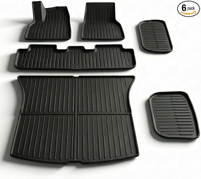 6 Pcs for Tesla Model Y Juniper Accessories 2025 2026 (Not Fit Standard) All Weather TPE Anti-Slip Floor Mats & Cargo Liner Front Frunk Rear Trunk Mats, 5-Seater