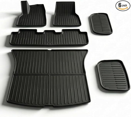 6 Pcs for Tesla Model Y Juniper Accessories 2025 2026 (Not Fit Standard) All Weather TPE Anti-Slip Floor Mats & Cargo Liner Front Frunk Rear Trunk Mats, 5-Seater