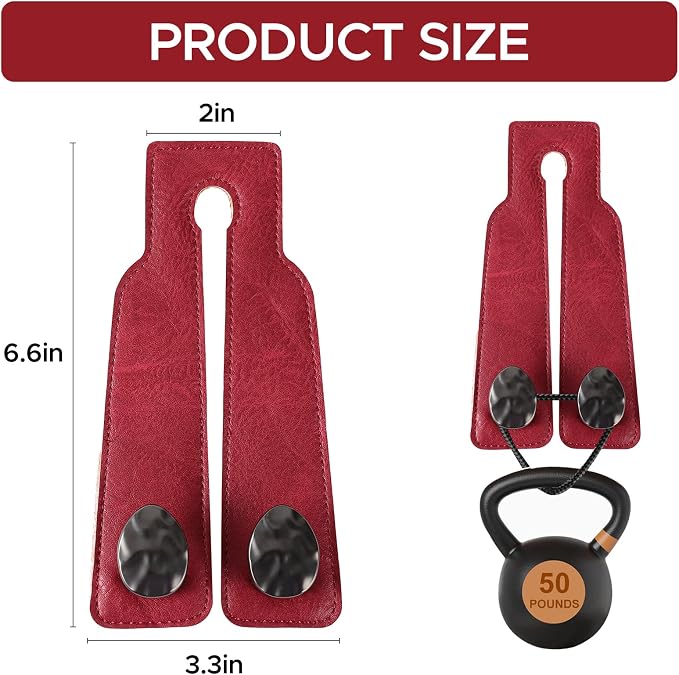 Leather Car Purse Hook for Headrest, 2 Pack (Red-Black) | Twin Hooks Headrest Hangers, 2/4 Pack, No-Slip, Scratch-Proof, Holds Purses, Backpacks, Grocery Bags, Car Organizer Gift