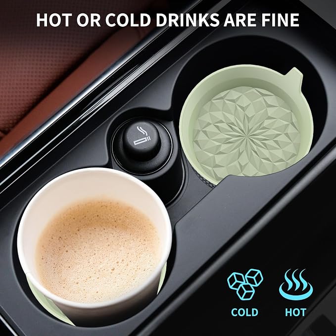 ME.FAN Car Cup Coasters [4 Pack] Silicone Cars Coasters - Universal Non-Slip Recessed Interior Accessories - Cup Holder Inserts Desert Sage