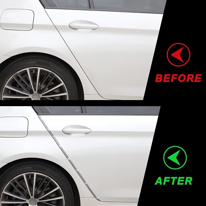 TOMALL Bling Car Door Guard Crash Bumper Crystal Anti-Scratch Strip Sticker Crystals Car Door Bumper Protector Accessory DIY for Interior and Exterior Decoration Styling Accessories Silver