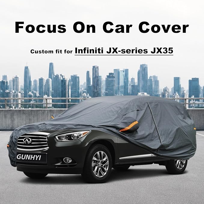 GUNHYI Premium Car Cover Custom Fit Infiniti JX-Series JX35, 16 Layers Heavy Duty Car Cover Waterproof All Weather with Zipper Door for Sun Rain Snow Dust Uv Protection