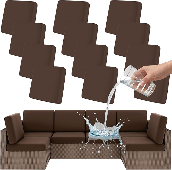 Smiry 12 Pcs Waterproof Patio Cushion Covers, Stretch Outdoor Furniture Covers