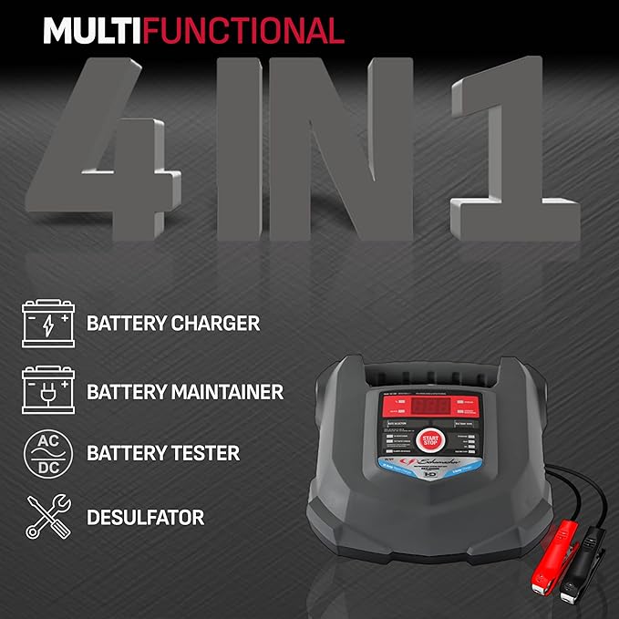 Schumacher Electric Car Battery Charger and Maintainer SC1280 4-in-1, 15 Amp, Fully Automatic for 6v and12v Automobile Batteries - Ideal for Motorcycles, Cars, Trucks, SUVs, Marine Batteries, and More