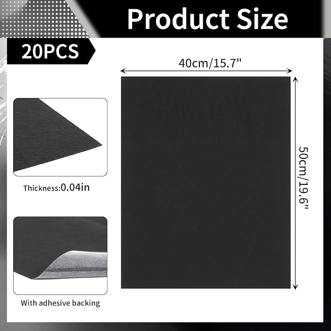 WILLBOND 20 Pcs Self Adhesive Disposable Car Floor Mats, 15.7"x19.6" Felt Auto Floor Protectors for Car Detailing & Wash, Mechanics, Rentals, Work Boots, Sand, Dust and Dirt Protection