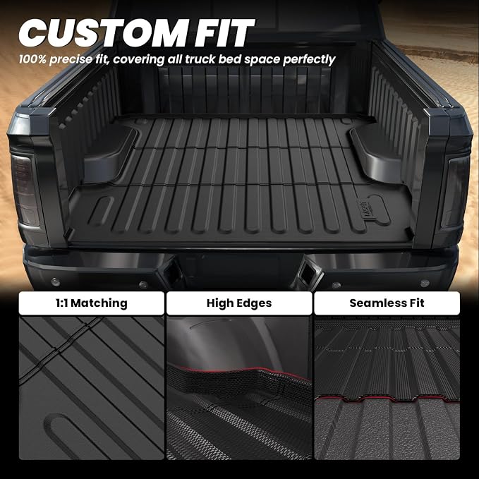 LASFIT 5.7FT Truck Bed Mat for Ram 1500 2002-2018 & 1500 Classic 2019-2024 (5FT7/67.4 inches) NOT for Optional Rambox, All Weather Custom Fit TPE Truck Bed Liner
