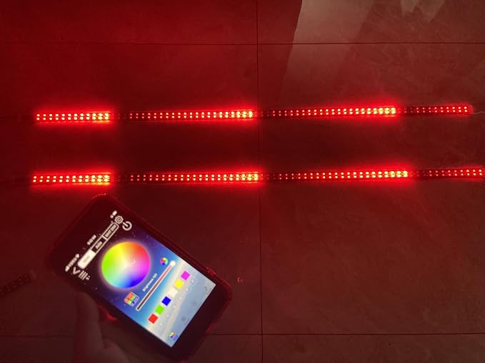 Bluetooth APP + Remote 2PCS 4FT 1.2Meters 48" Doubel Row RGB Dream Color Chasing Light Strips for Car Truck Vehicle Off-Road Lighting Polaris Slingshot Underbody Lighting Off-Road