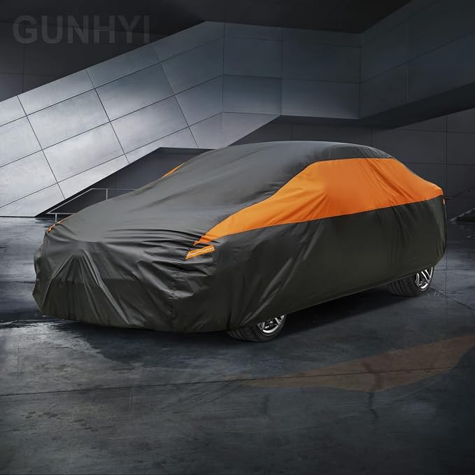 GUNHYI Car Cover for Automobiles All Weather Waterproof, Universal Fit Sedan Dodge Charger, Chrysler 300, Lincoln mkz, Hyundai Genesis, Ford Taurus, Buick Lacrosse, Mercedes Benz S-Class etc.