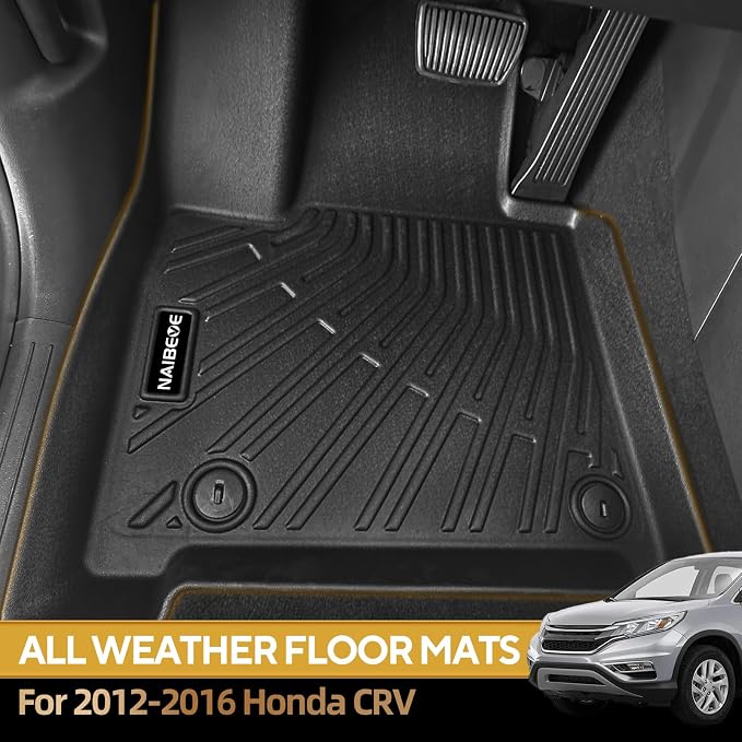 Naibeve Floor Mats for 2012-2016 Honda CRV - All Weather for Honda CRV Floor Mats & Cargo mat & Backrest Mats Waterproof Interior Accessories
