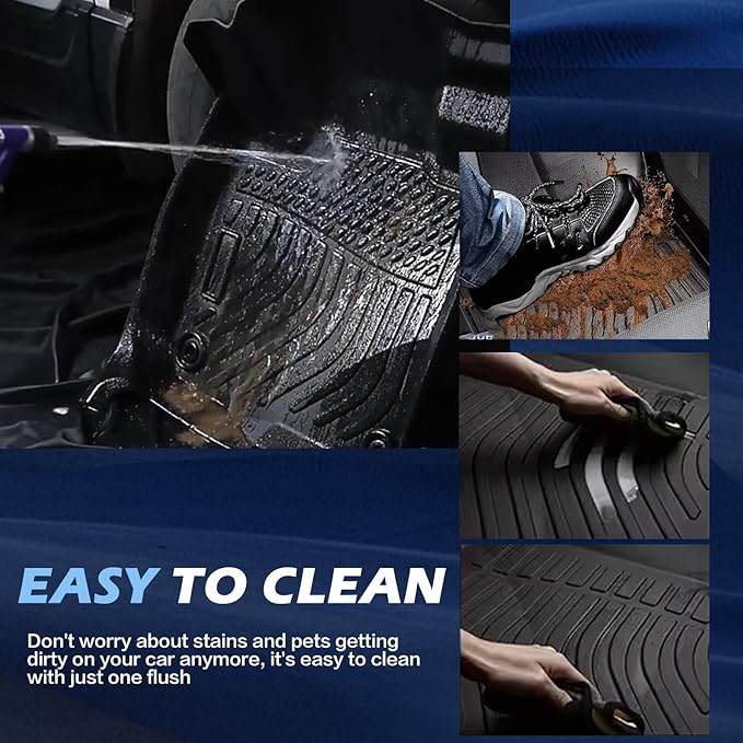 Floor Mats for 2021-2023 Bronco Sport & for 2022-2023 Maverick,All-Weather TPE Rubber Car Floor Mats Waterproof Odorless Anti-Slip 1st & 2nd Row Black