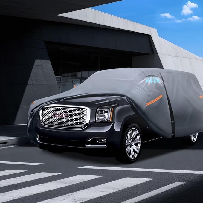 Large SUV Car Cover for GMC Yukon (1995-2026) 100% Waterproof All Weather, Heavy Duty Outdoor Full Exterior Covers Rain Sun Wind UV Hail Protection.