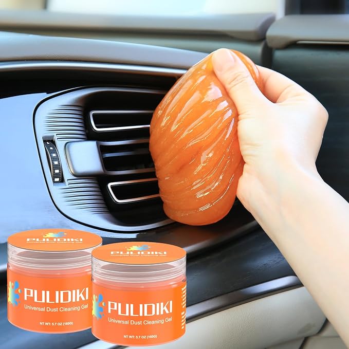 PULIDIKI Car Cleaning Gel Purple 2Pack and Car Cleaning Putty Orange 2Pack Bundle