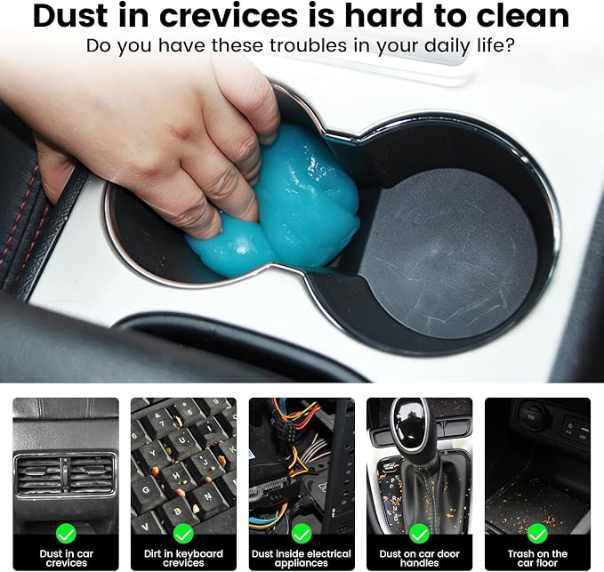 Car Cleaning Gel Putty Reusable, Universal Car Interior Cleaner Slime, Perfect Cleaning Kit Supplies, Auto Detailing Tools Accessories, Dust Remover Gifts for Men Women Blue