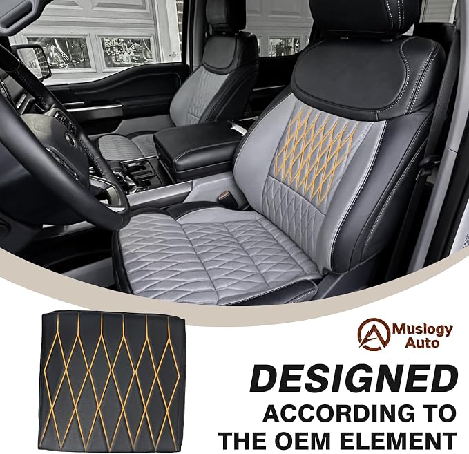 Muslogy Center Console Armrest Cover Fit for Ford F-150 F150 2021-2025 2026 Accessories, Comfort Armrest Pad Console Lid Cushion Vegan Leather 1-Inch Extra Thick(WorkSurface ONLY)