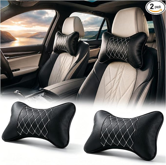 2PCS Car Headrest Pillow,Ergonomically Designed Car Neck Pillows with Diamond Pattern,Adjustable Head Rest Pillow for Cars for Driving Travel,Neck Fatigue and Pain Relief