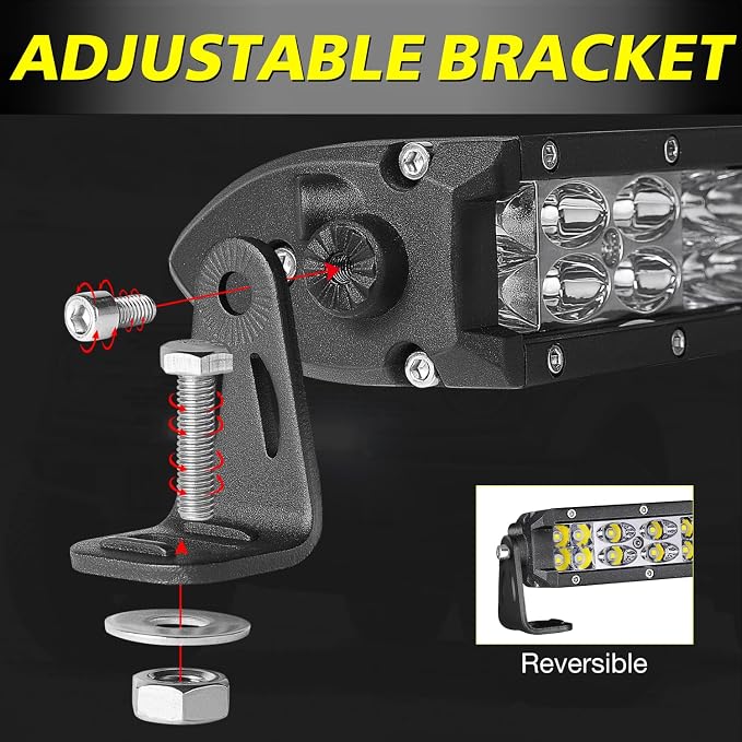 22 Inch Slim LED Light Bar 180W Slim Dual Row Light Bar for Trucks | Spot Flood Combo Beam, 1.6" Slim Single Row Structure