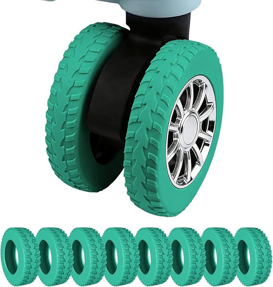 8Pcs Luggage Wheel Covers for Suitcase Wheels Protective,Peacock Green | Silicone covers for 2.0-2.4 in exposed wheels;Wear-resistant & anti-noise silicone covers.Easy to install and rinse.