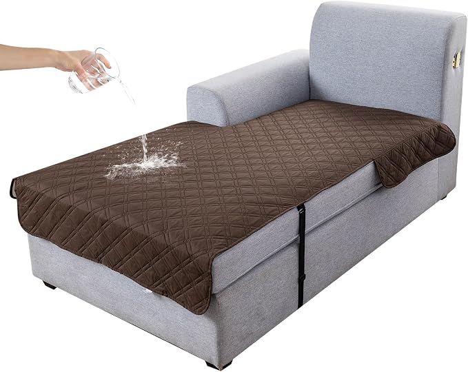 Genina L Shape Couch Cover, Sectional Couch Chaise Covers, Waterproof Washable Sofa Covers for Left L Shape Chaise Lounge, Anti-Slip Sofa Slipcovers for Dogs Cats Pet Friendly(Chololate)