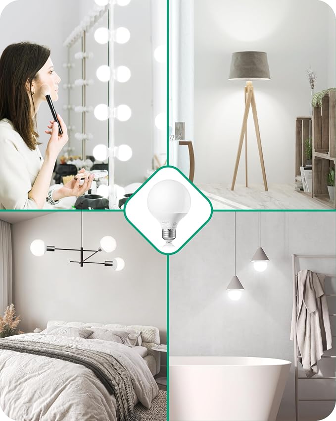 EDISHINE Vanity Light Bulbs, G25 LED Bathroom Light Bulbs, 25 Watt Equivalent Globe Light Bulb, CRI90+ 5000K Daylight White 450LM, E26 Base, 4 Pack Non-dimmable, ETL Listed