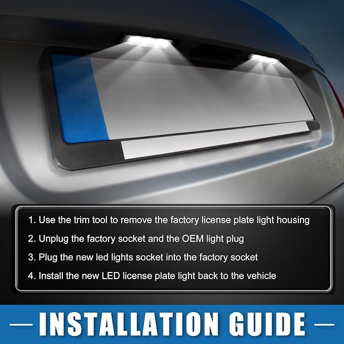 Car 6500K White LED License Plate Light Assembly No.7T4Z-13550-A 3528SMD for Ford Edge 07-14 for Ford Escape 08-12 ABS Clear (Set of 2)