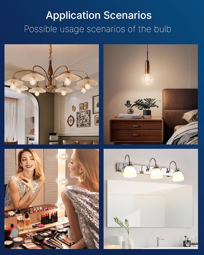 FLSNT G25 LED Globe Edison Bulbs for Bathroom Vanity & Mirror Lighting, 2700K Soft White, CRI90+ Dimmable, 40W Equivalent, 400LM, E26 Base, Clear Glass Decorative Bulbs, UL Listed, 8 Pack
