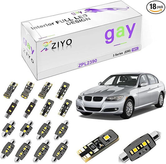 ZIYO LED Interior Light Kit Replacement for BMW E90 E91 E92 E93 3 Series 2005-2013, 6000K Xenon White LED Dome Light Bulbs Upgrade Error Free (BMW E90 Sedan (18 Bulbs))