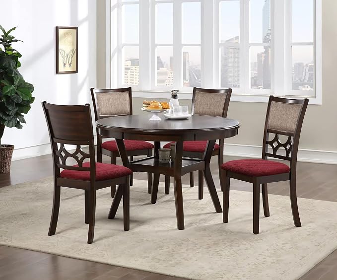 Fuloon Waterproof Seat Cushion Covers 4 PCS, Stretch Jacquard Chair Seat Covers Washable Dining Room Chair Slipcovers Removable Kitchen Cushion Protector (4, Waterproof-Wine Red)