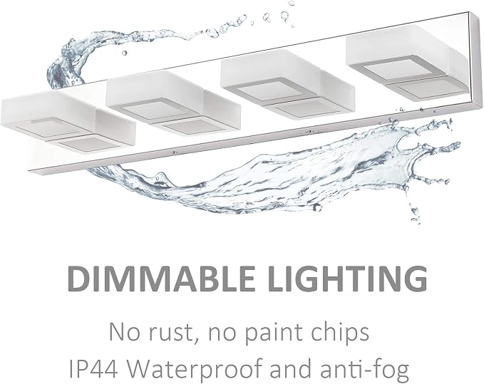 Ralbay Dimmable Bathroom Lights Modern 4 Lights Vanity Lights Fixtures Acrylic Rotable 360° LED Modern Vanity Lighting for Bathroom
