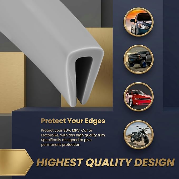 Kingdder Rubber Edge Trim 1/16" U Channel Sheet Metal Edge Protector Door Seal Strip Guard Weather Resistance Fits for Car Doors Steel Plates Glass Hatches Table Corners(10 Feet Long, Grey)