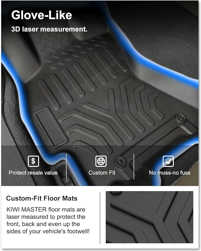 Kiwi Master Floor Mats for 2015-2019 Subaru Outback/Legacy | Custom Fit All Weather Car Mats, Heavy duty TPE Floor Liners, Front & Rear 2 Row Set, Black