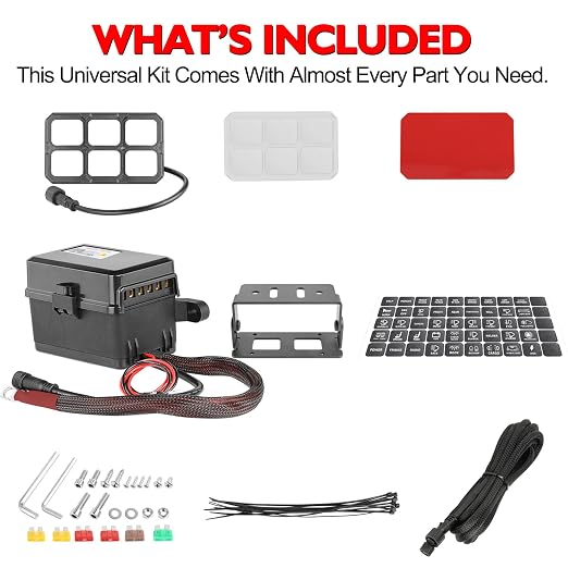 6 Gang Switch Panel, RFROAD LIGHTING Touch Panel Circuit Control Box for Truck Marine Off-Road Car with Push Button, Waterproof and Dustproof, 2 Years Warranty