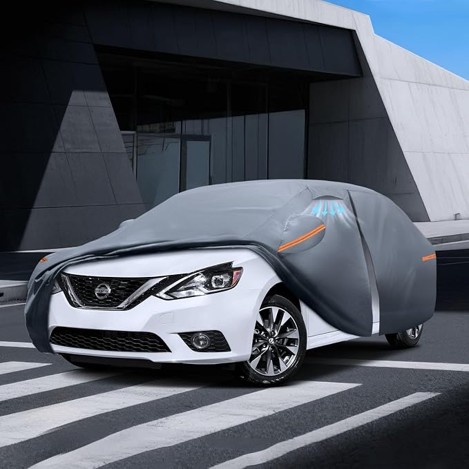 Waterproof Nissan Sentra(2000-2026) Car Cover with Breathable Vents, [Upgrade] Premium Covers with Cotton Liner and Zipper Door,Sun Rain Snow Dust Uv Protection.(Gift with Towel)