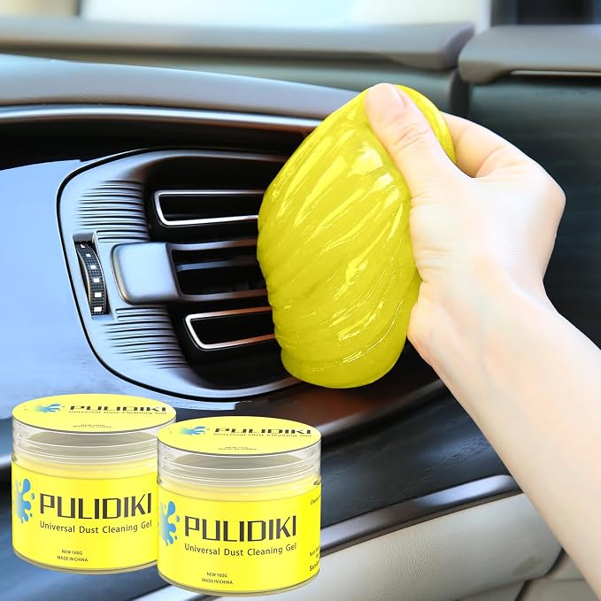 PULIDIKI Car Cleaning Gel Blue 2Pack and Car Cleaning Putty Yellow 2Pack Bundle