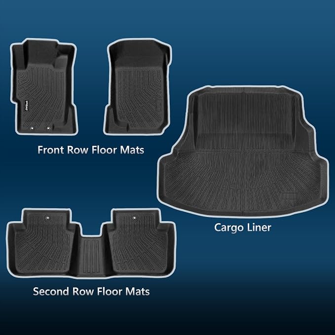 Compatible with Honda Accord 2003-2007(Gas)(Only Sedan) Floor Mats & Cargo Liner,All Weather Protection TPE, Anti-Slip Floor Mats & Trunk Mat for Accord 2003 2004 2005 2006 2007 Accessories