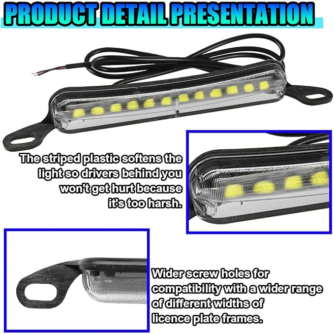 ZIMISI Car LED License Plate Light, 12V DC High Bright Tag Lights for License Plate, Waterproof LED Light Tag Lamp for Running/Reverse/Tail Light, Fits ATV, Trailer, UTV, Truck, Boat (White)