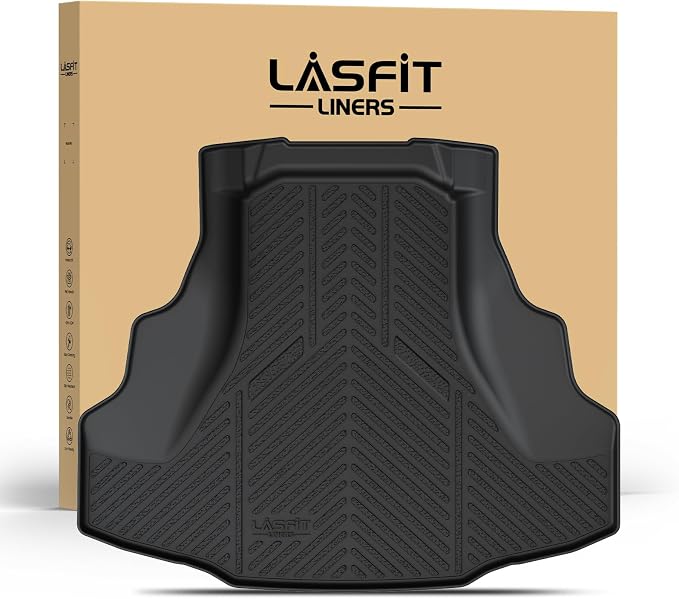 LASFIT Cargo Mat for Honda Accord 2008-2012, All Weather TPE Custom Fit Pet Friendly Easy Clean Trunk Mat Cargo Liner Accessories, Black