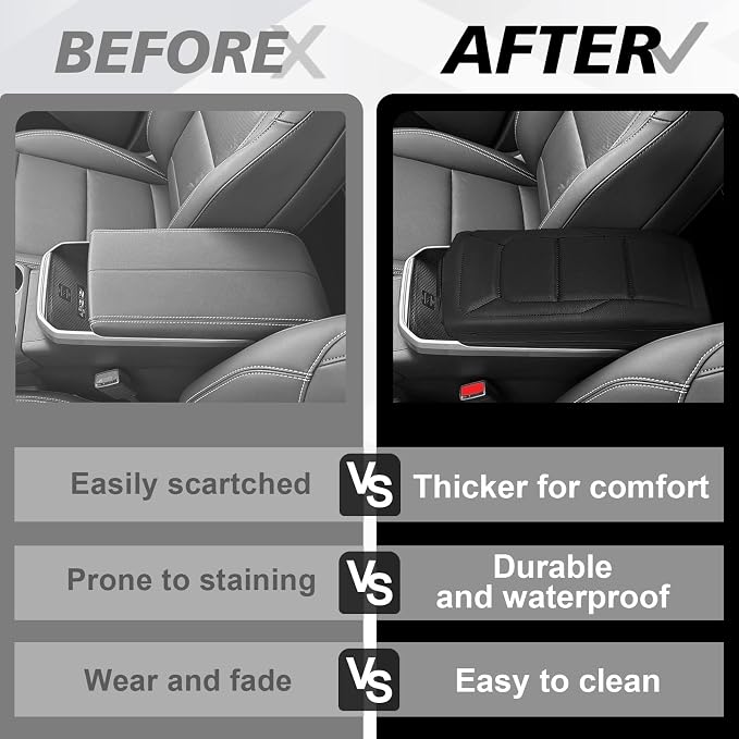 Muslogy Center Console Armrest Cover Fit for GMC Terrain 2025 2026 Accessories, Comfort Armrest Pad Console Lid Cushion Vegan Leather Regular Thick