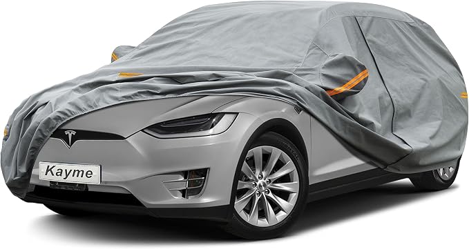 Kayme Heavy Duty SUV Car Cover Custom Fit Tesla Model X (2015-2025) Waterproof All Weather for Automobiles, Full Exterior Covers Sun Rain UV Protection.（Deliver About 3-10 Days）