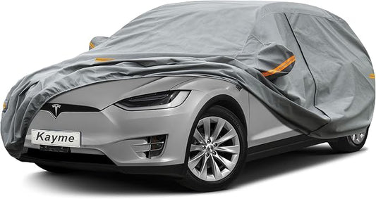 Kayme Heavy Duty SUV Car Cover Custom Fit Tesla Model X (2015-2025) Waterproof All Weather for Automobiles, Full Exterior Covers Sun Rain UV Protection.（Deliver About 3-10 Days）