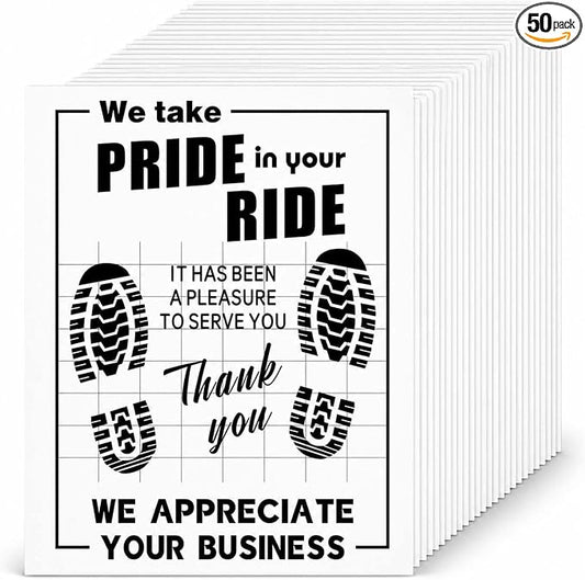 50Pcs Paper Floor Mats for Cars, Disposable White Automotive Floor Mats Kraft Paper, Waterproof Car Foot Pads Protective Papers, Thank You Mats for Car Detailing, Auto Dealership (20" x 16")