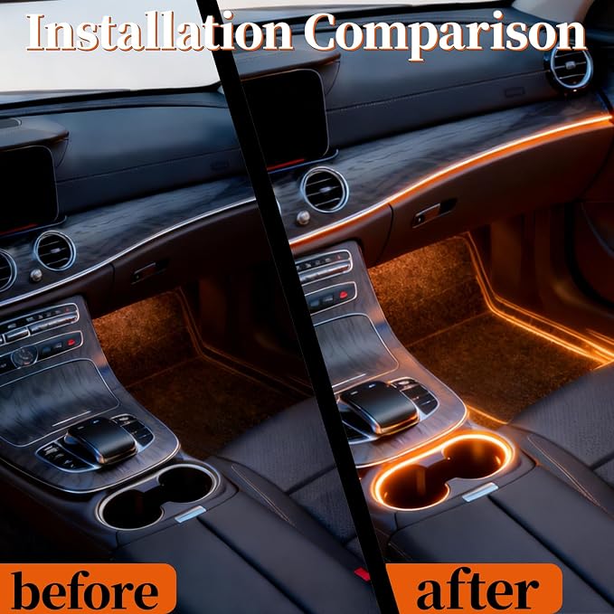 DIBMS APP Controlled RGB Car Interior Light Strip, 43.3 Inches Acrylic Auto Ambient Lighting Kit with Dreamcolor Chasing, Center Console Dashboard Lamps with APP Remote Control